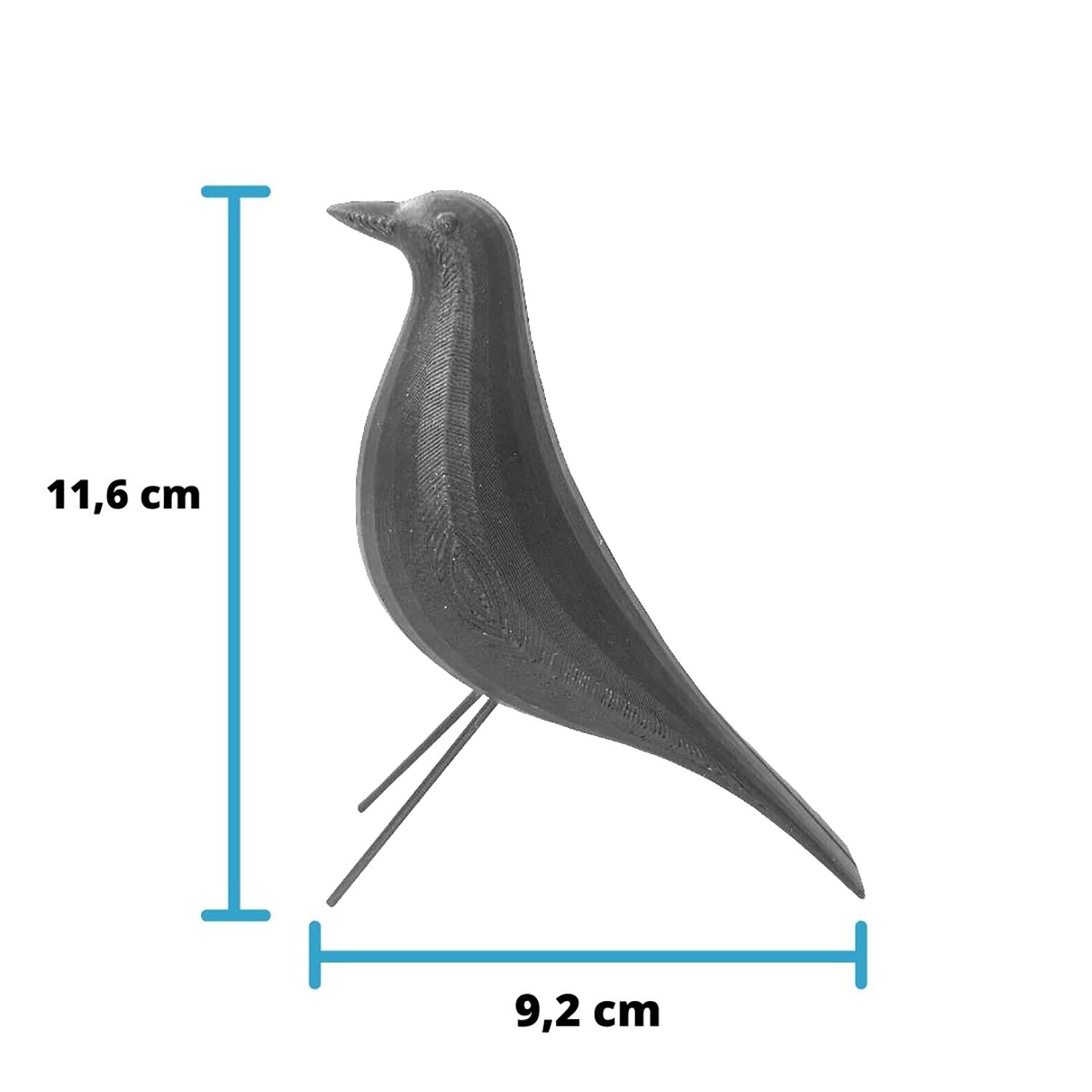 Pássaro P Decorativo - 11,6 Cm Altura -Toque 3D:Azul Claro - 4