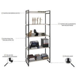 Kit 2 Peças com Mesa para Escritório 120cm e Estante Multiuso Kuadra - 7