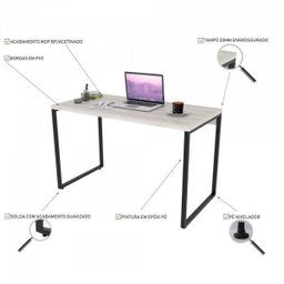 Kit 2 Peças com Mesa para Escritório 120cm e Estante Multiuso Kuadra - 11