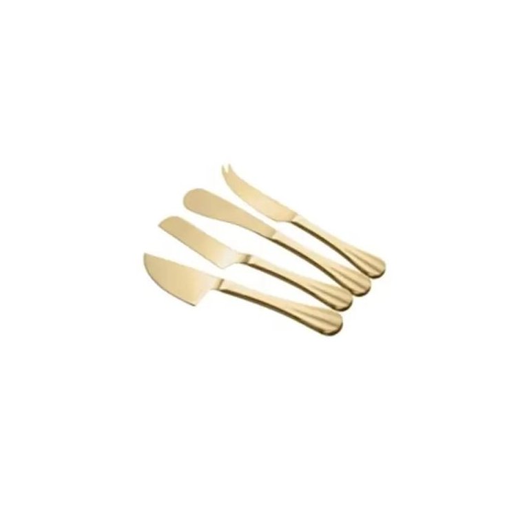 CONJUNTO COM 4 FACAS PARA QUEIJO POSITANO DOURADA