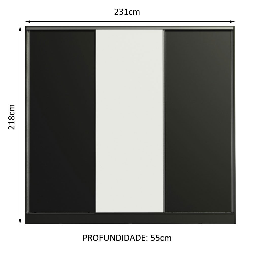 Guarda Roupa Casal 100% Mdf Madesa Royale 3 Portas de Correr - 5