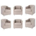 Ver imagem 1 de Kit 6 Poltronas Decorativas Para Recepção Courino Bege