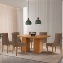Ver imagem 1 de Mesa de Jantar Eloise 180cm Tampo Mdf Laminado com 6 Cadeiras Lisboa Moderna Mobília