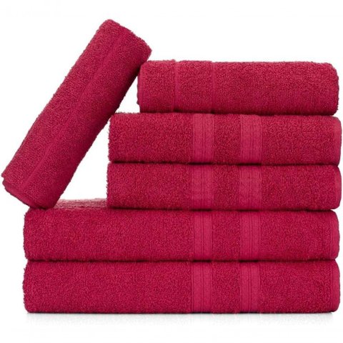 Jogo de Toalhas Gigante Itália Soft 2 Banhão + 2 Rosto + 2 Tapete Luxo 100% Algodão Cereja