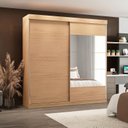 Ver imagem 1 de Guarda Roupa Casal 2 Portas de Correr Nantes com Espelho Off White/Carvalho Nature