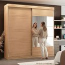 Ver imagem 2 de Guarda Roupa Casal 2 Portas de Correr Nantes com Espelho Off White/Carvalho Nature