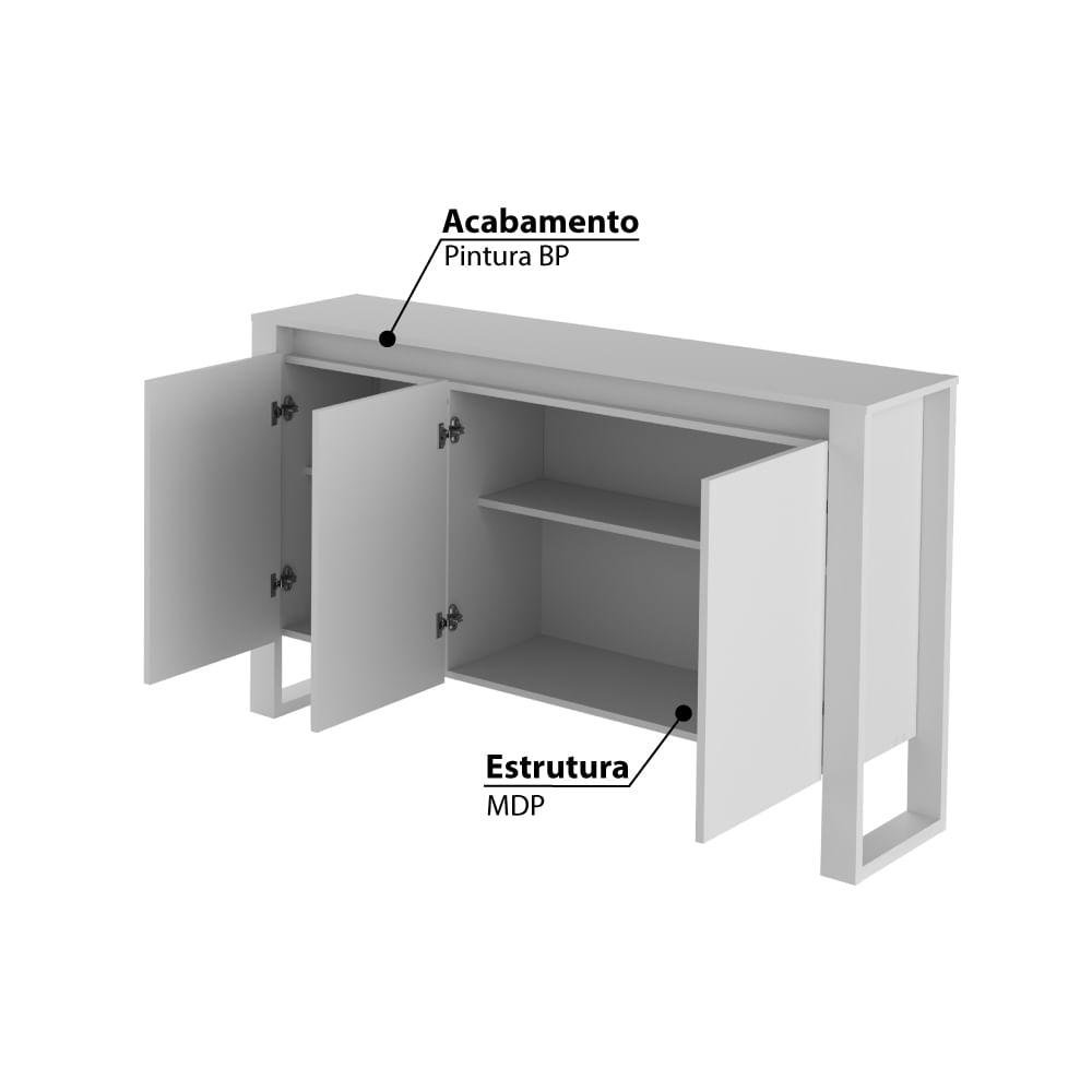 Balcão de Escritório com 3 Portas - Branco - 2