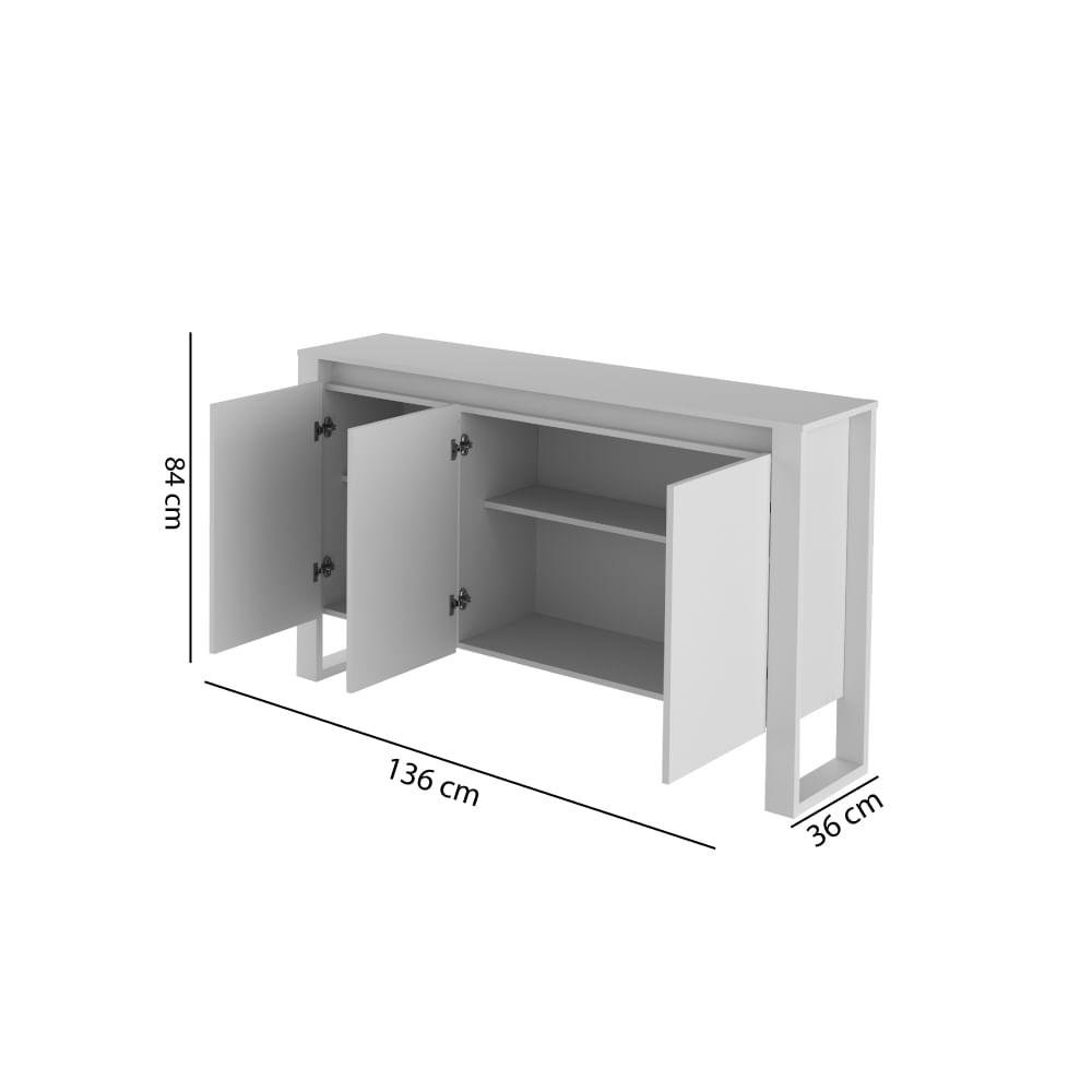 Balcão de Escritório com 3 Portas - Branco - 4