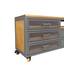 Ver mais imagens de Rack de Ferro e Madeira Modelo Industrial com 8 Gavetas - Cores Cinza e Castanheira