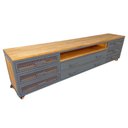 Ver imagem 7 de Rack de Ferro e Madeira Modelo Industrial com 8 Gavetas - Cores Cinza e Castanheira
