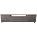 Ver imagem 1 de Rack de Ferro e Madeira Modelo Industrial com 8 Gavetas - Cores Cinza e Castanheira