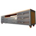Ver imagem 6 de Rack de Ferro e Madeira Modelo Industrial com 8 Gavetas - Cores Cinza e Castanheira