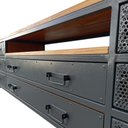 Ver imagem 3 de Rack de Ferro e Madeira Modelo Industrial com 8 Gavetas - Cores Cinza e Castanheira