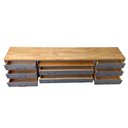Ver imagem 2 de Rack de Ferro e Madeira Modelo Industrial com 8 Gavetas - Cores Cinza e Castanheira