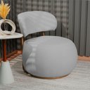 Ver imagem 2 de Poltrona Decorativa Greta Base Giratória Ouro Fosco Bouclé Cinza Claro - Nexta Casa