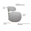 Ver imagem 3 de Poltrona Decorativa Greta Base Giratória Ouro Fosco Bouclé Cinza Claro - Nexta Casa