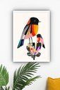 Ver imagem 1 de Quadro Decorativo Arte Pássaros Flor Coloridos - 70x50cm:moldura Branca