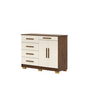 Cômoda Sapateira 5 Gavetas Sirius - Aurum:imbuia/champanhe