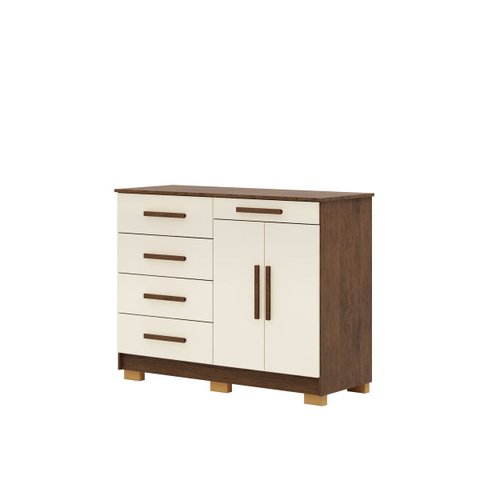 Cômoda Sapateira 5 Gavetas Sirius - Aurum:imbuia/champanhe