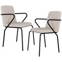 Ver imagem 1 de Kit 02 Cadeiras Estofada para Sala de Jantar com Braço Loft Preto C01 Linho Areia - Lyam Decor