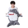 Manta Saco de Dormir Bouton Infantil Microfibra Tubarão Cinza e Branco - 1