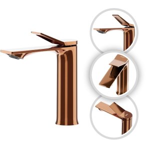 Torneira Banheiro Misturador 100% Metal Premium Berlim Rose Gold