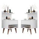Ver imagem 1 de Conjunto 2 Mesas de Cabeceira Criado com Nicho Branco