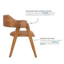 Ver imagem 6 de Kit 6 Cadeiras de Jantar Estofadas em Madeira Maciça e Corino Dalia