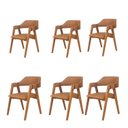 Ver imagem 2 de Kit 6 Cadeiras de Jantar Estofadas em Madeira Maciça e Corino Dalia