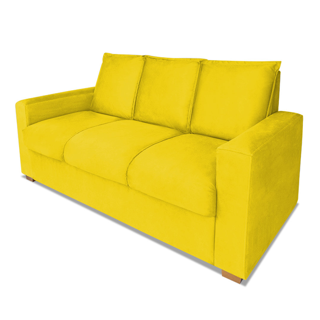 Sofá Namoradeira Estofado 3 Lugares Sala Denver Suede Amarelo - Incasa Decor - 3