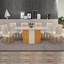 Ver imagem 7 de Conjunto Sala de Jantar Doha 1,60m Tampo Copo Off White com 6 Cadeiras Cinamomo/Off/Joli Palha