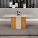Ver imagem 3 de Conjunto Sala de Jantar Doha 1,60m Tampo Copo Off White com 6 Cadeiras Cinamomo/Off/Joli Palha