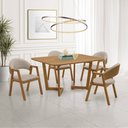 Ver imagem 1 de Conjunto Mesa de Jantar 1,60m Amadeirada com 4 Cadeiras em Linho Bege/caramelo e Base de Madeira – L