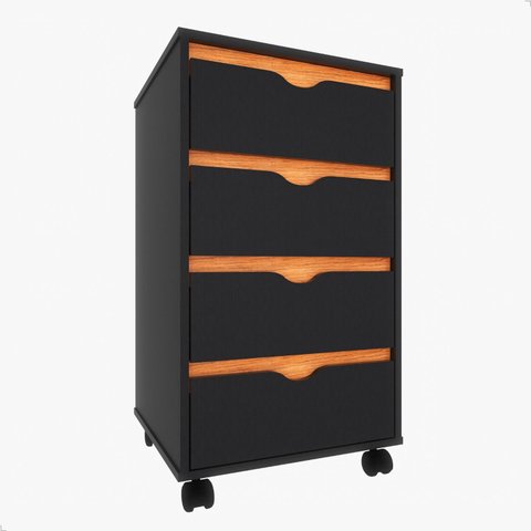 Mesa de Apoio para Quarto Quatro Gavetas Movlar Mdp - Mod.0701:preto/nature