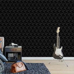 Papel de Parede Geométrico 3d Triângulos Pretos - 3,00x0,50m - 2