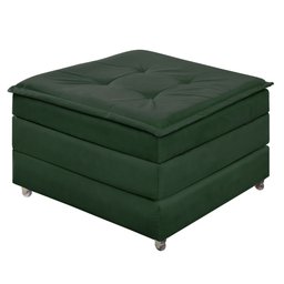 Puff que Vira Cama Solteiro com Rodinha com Bau Decoração para Sala Quarto Apartamento Estofado:verd - 2