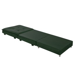 Puff que Vira Cama Solteiro com Rodinha com Bau Decoração para Sala Quarto Apartamento Estofado:verd - 4