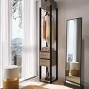 Ver imagem 1 de Closet Modulado Guarda Roupa Roupeiro Quarto Casal 2 Gavetas 3 Prateleiras Preto Marrom Madeira