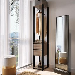 Closet Modulado Guarda Roupa Roupeiro Quarto Casal 2 Gavetas 3 Prateleiras Preto Marrom Madeira - 1