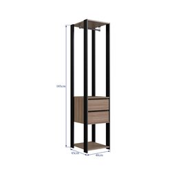 Closet Modulado Guarda Roupa Roupeiro Quarto Casal 2 Gavetas 3 Prateleiras Preto Marrom Madeira - 4