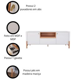 Rack para Tv 70" Gliss Lukaliam Móveis 1,83m com 1 Gaveta e 2 Portas - 4