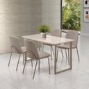 Ver imagem 1 de Conjunto para Sala de Jantar com 4 Cadeiras Dora Bege/Champagne/Escuro/Off White