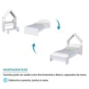 Ver imagem 5 de Cama Infantil com Cabeceira Casinha e Banco Lola 100% MDF Espresso Móveis Branco/Brilho
