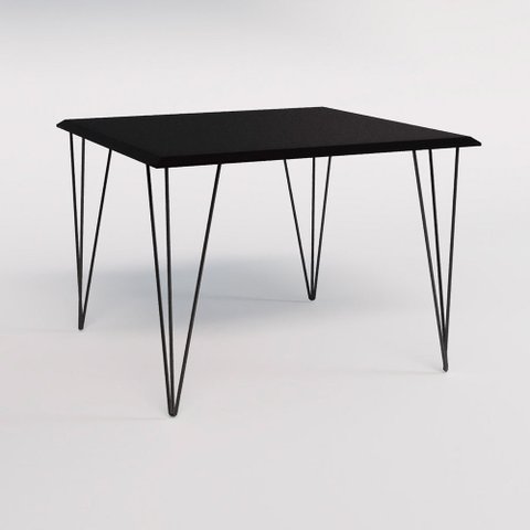 Mesa Eames Clips de Ferro Preto Tampo Quadrado Preto 90x90