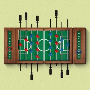 Pebolim ou Totó - Wall Concept, Montagem entre Quadros e Adesivo de Parade - 4 Peças + Adesivo - Ult