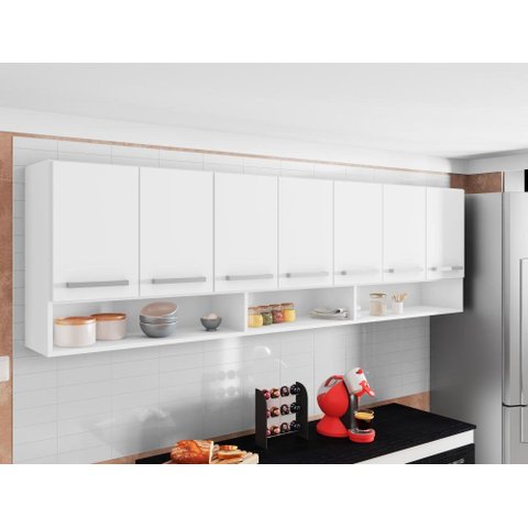 Armario Aereo Cozinha 7 Portas Branco Luxemburgo Bela Casa