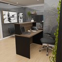 Ver imagem 2 de Conjunto Balcão Atendimento Armário Baixo Recepção Netmobil - Nogal/preto