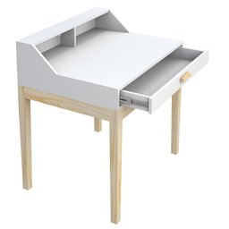 Escrivaninha Mesa de Estudo Infantil Pés de Madeira Gaveta Nicho Mdf com Cadeira para Quarto Branco - 6
