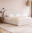 Ver imagem 1 de Cama Casal Valentina 1.40m Estofada Estilo Escandinavo Moderna e Elegante Off White