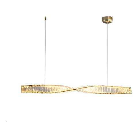 Lustre Pendente Cristal Vougue Linear Dourado Led Luz Quente